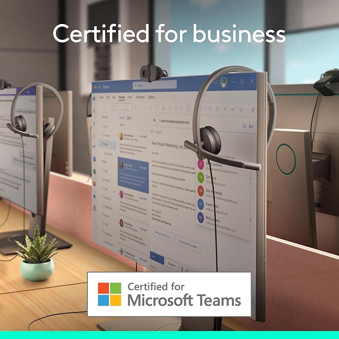 Logitech H570e USB Headset with Microphone for PC and Mac, USB-A Wired Headset with Stereo Sound, Noise-Canceling Mics and Inline Controls, Certified for Microsoft Teams, Black