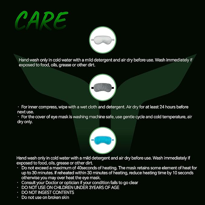 Eye Mask Set of 3 - Heated Eye Mask with Weighted Moist Warm Compress for Dry Eyes & Migraine - Cooling Eye Mask with Cold Compress for Irritated Eyes, Dry Eyes, Blepharitis, and Styes