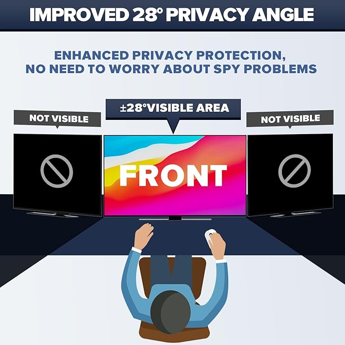 Upgraded HD Computer Privacy Screen 34 inch, Monitor Privacy Screen for 21:9 Widescreen Removable Anti Glare Computer Shield Cover and Blue Light UV-Blocking Filter