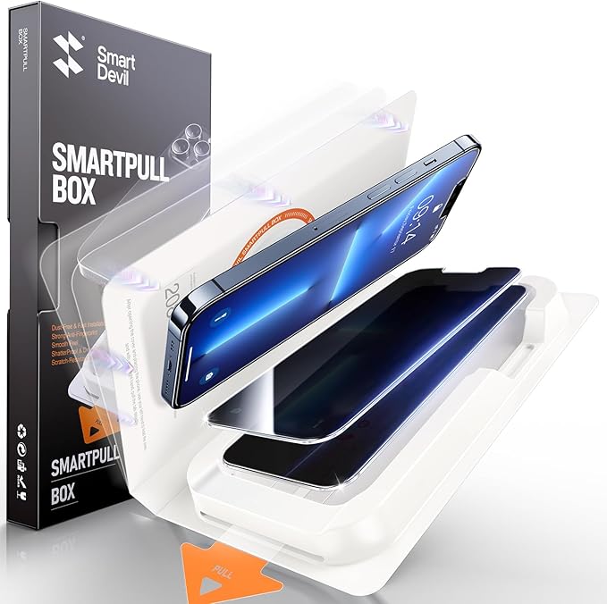 SMARTDEVIL 2 Pack for iPhone 13 Pro Max Privacy Screen Protector, Military Grade Shatterproof, 9H Hardness, Anti-Spy Tempered Glass, Fast & Easy Instlltion, Case Friendly