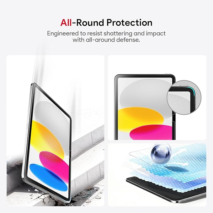 bersem Paperfeel Glass Screen Protector Compatible with iPad A16 11th/10th Generation (11/10.9 Inch, 2025/2022), Tempered Glass, Anti-Scratch, EZ Kit, Case Friendly, 1 Pack