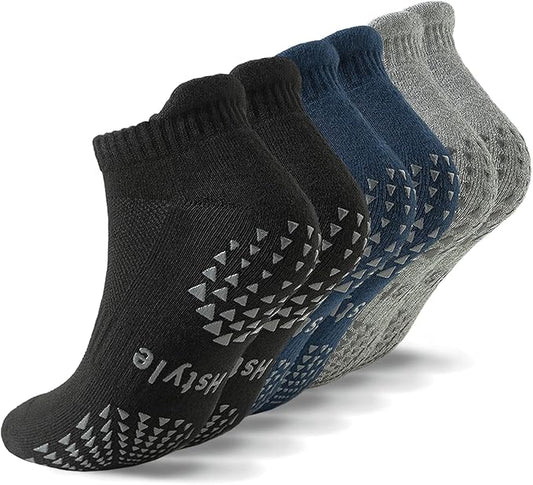 Hstyle 6 Pairs of Yoga Socks with Grips for Women and Men,Ideal for Ballet,Barefoot Workout,Pilates Grip Socks Non Slip Socks