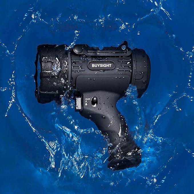 BUYSIGHT Rechargeable Spotlight Flashlight, Hand held Spotlight 800 lumens Waterproof Flashlight Hunting Lamp with red Filter(Black)