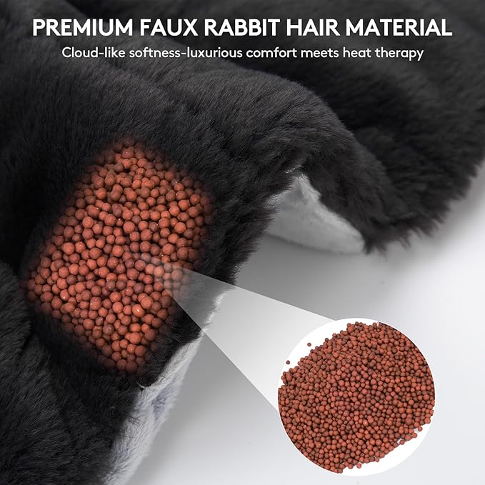 30S Fast Heating Pad for Neck and Shoulders, 6X Deeper Pain Relief, Weighted Far Infrared Heat pad, 24"X20" Extra Large, Faux Rabbit Fur Fabric, 4H Auto Off,Memory Function, Gifts for Birthday