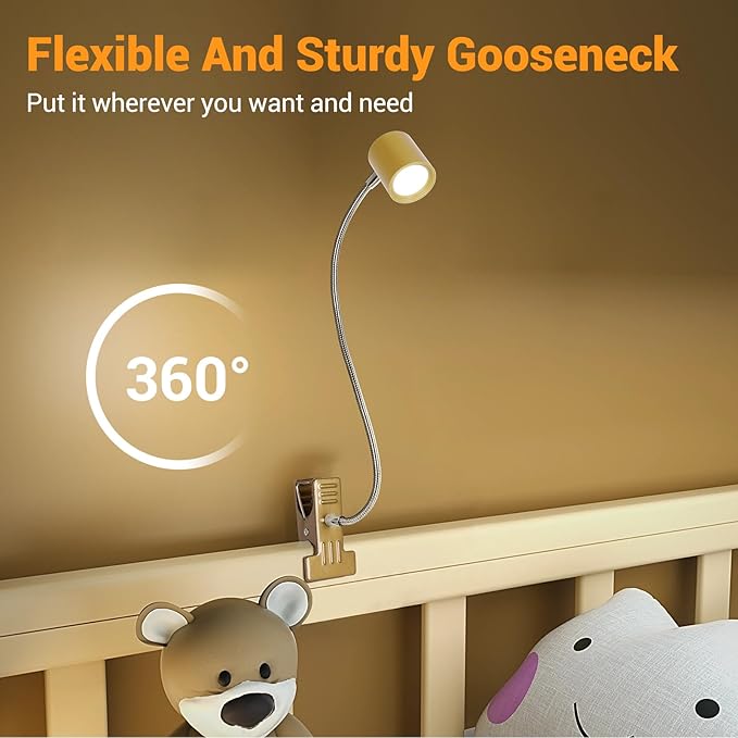 3 Modes & 10 Brightness Clip-on Reading Light - Desk Lamp with Memory Function & 360 Gooseneck Clamp for Bed Headboard