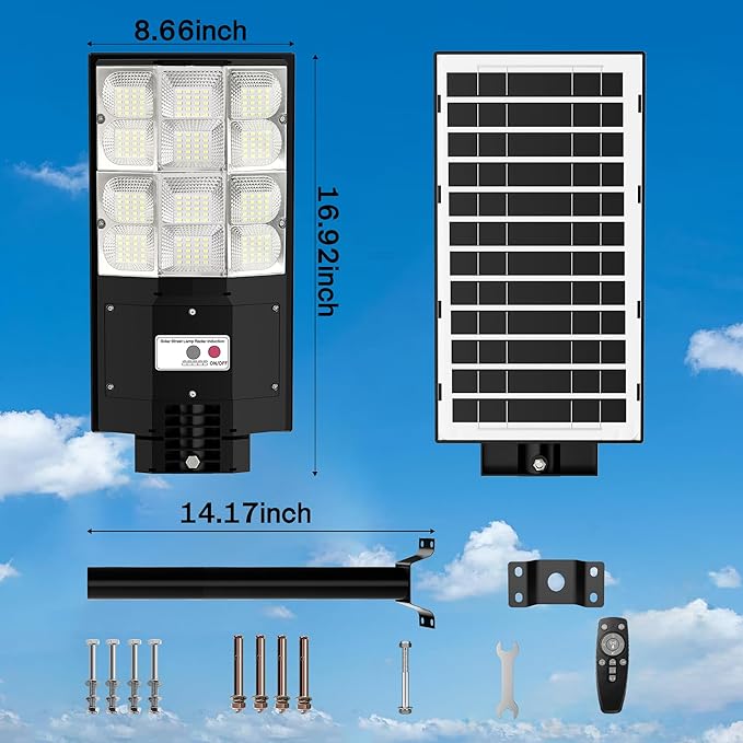 7000W Solar Flood Lights Outdoor [25000LM Super Bright] with Motion Sensor, IP66 Waterproof Security Lights for Driveway, Backyard, Garden, Garage - Wireless Solar Powered for Home & Commercial