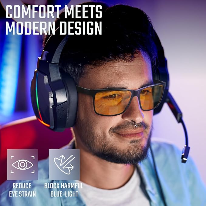 Carbon Blue Light Blocking Glasses Men for Computer, Gaming, Metal Frame Green Light Protection Night Driving Glasses for Man