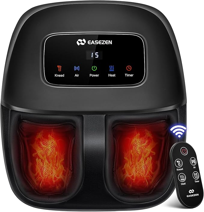 Shiatsu Foot Massager Machine with Heat, 2025 Upgrade Deep Kneading, Full Foot Massager with Remote for Plantar Fasciitis, Neuropathy, Birthday Gifts for Women Mom Men Dad, Up to Foot Size 14