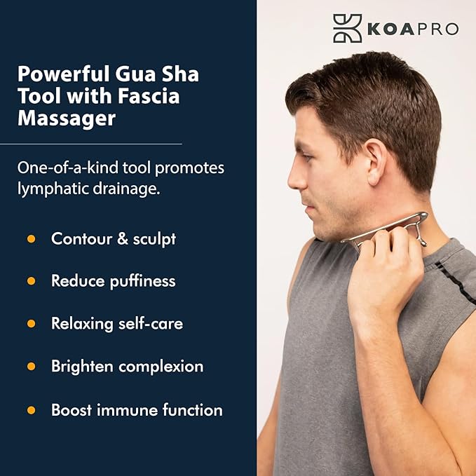 KOAPRO Facial Facia Blaster Tool for Sensitive Fascia Blasting - Face Gua Sha Tool Helps Lymphatic Drainage and Cellulite Reduction, Neck and Face Fascia Roller for Tight Skin, Deep Tissue Massager