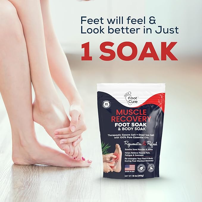Foot Soak with Epsom Salts – All-Natural Blend for Relaxing Foot Care – Softens Calluses & Refreshes Feet – Invigorating Scent, Spa Pedicure, Made in USA – 16oz (Pack of 1)