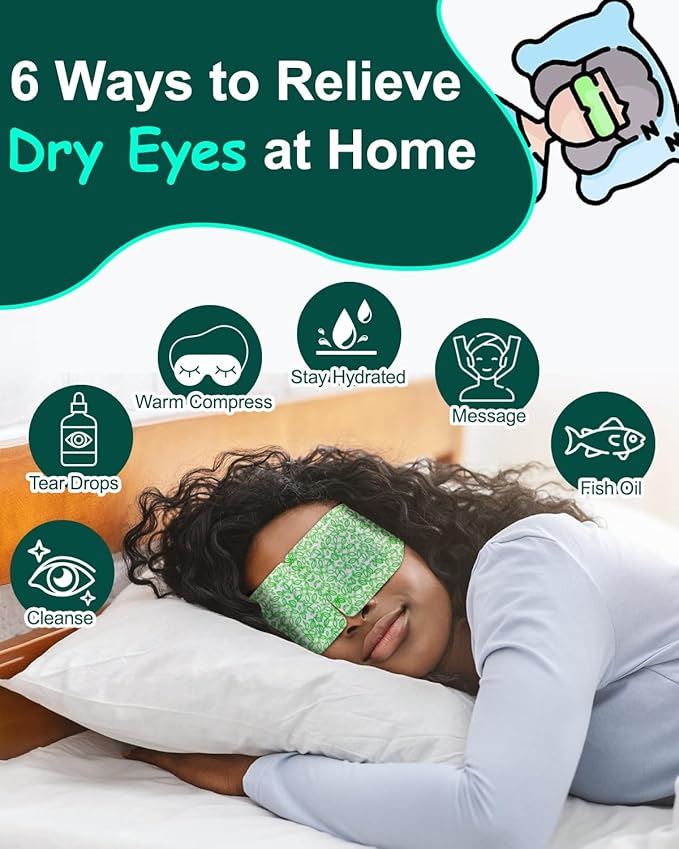 16 Packs Steam Eye Masks for Dry Eyes, Self Heating Warm Compress for Eyes Fatigue & Puffiness Relief, Disposable Heated Eye Mask Travel Essentials, Spa Relaxation Set for Women Christmas, Unscented