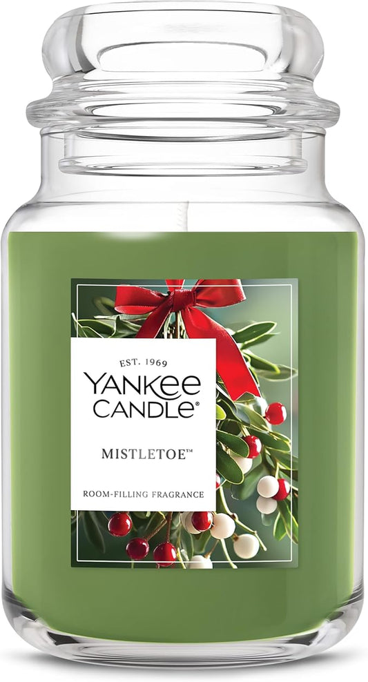 Yankee Candle Large Jar Scented Candle with up to 150 Hour Burn Time, Premium Plant Wax Blend for Consistent Burn, 22 oz Jar Candle with Room Filling Fragrance, Mistletoe