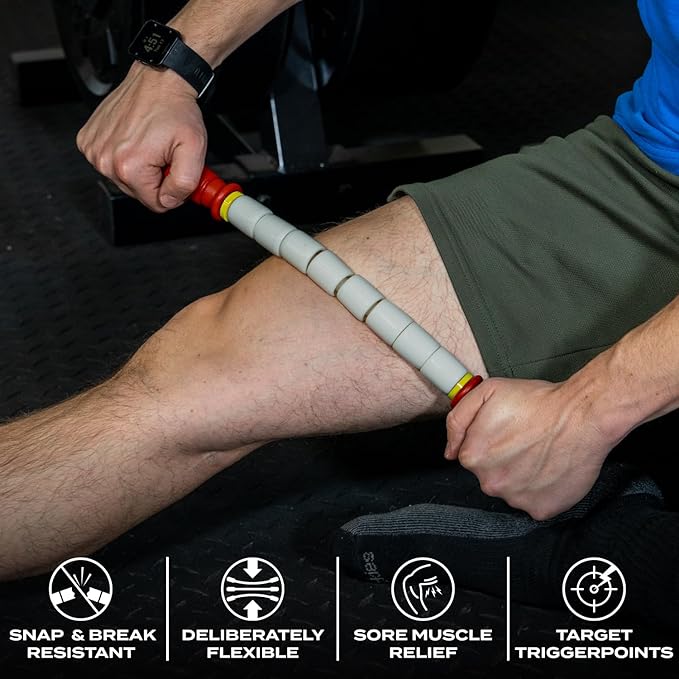 Massage Stick 18" Flexible Handheld Spindle Massage Roller (Will Contour to Any Muscle) - Full Body Muscle Recovery & Myofascial Release (Medium - 18" Massage Stick)