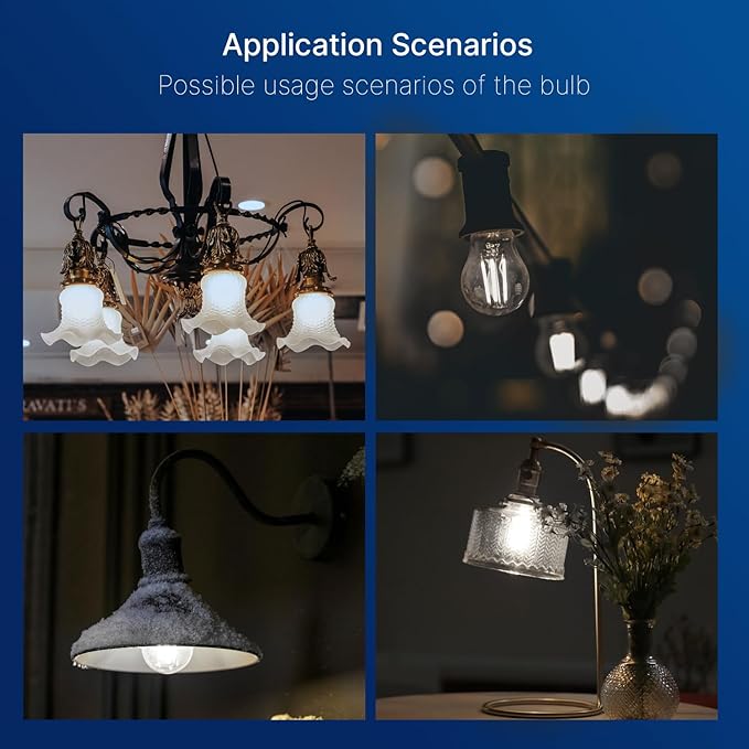 FLSNT A15 LED Edison Bulbs 60W Equivalent, Dimmable E26 LED Bulbs for Chandelier, 5000K Daylight, 82 CRI, 4W, 500LM, AC 120V, 6 Pack