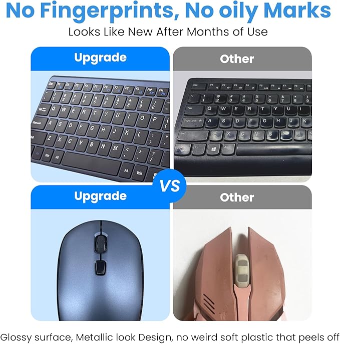 Wireless Keyboard and Mouse Combo,2.4G USB Ultra Slim Quiet Full Size Matte PC Computer Keyboard & Mice,3 DPI,19 Multimedia Key,Lag-Free Ergo,Long Battery Life for Desktop,Laptop,Smart TV,MAC,Windows