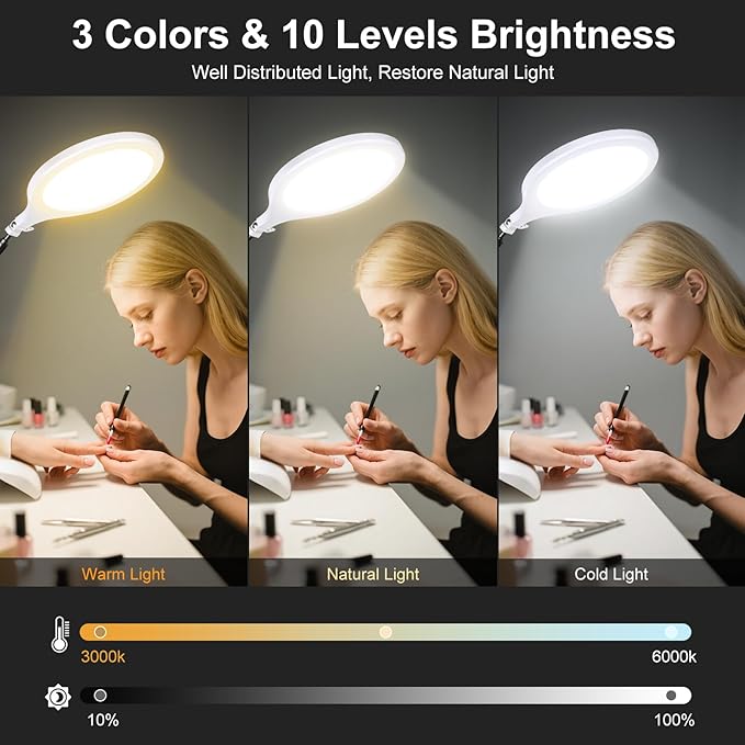 Ring Light for Streaming, 10'' Full Screen LED Ring Light for Desk with Adjustable Arm, Video Conference Lighting for Zoom Meetings, Live Streaming, Content Creator, TikTok, YouTube