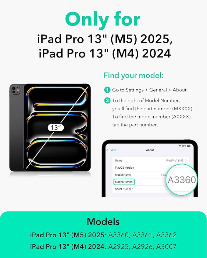 ESR 2 Pack Screen Protector for iPad Pro 13 Inch (M5/M4) 2025/2024, 9H Tempered Glass Film with Ultra Fit Tray, Scratch Resistant, HD Clarity, Bubble Free Application, Apple Pencil Support