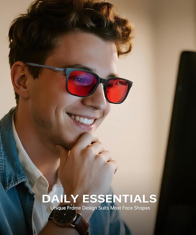 ANYLUV Blue Light Glasses for Men, Computer Gaming Glasses men, Stylish Anti Eyestrain Blue Light Blocking Glasses Men