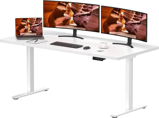Dual Motor Standing Desk, Large Stand Up Desks, 71x31 Inches Electric Sit Stand Desk, 4 Memory Preset Adjustable Height Desks Home Office Desks(White)