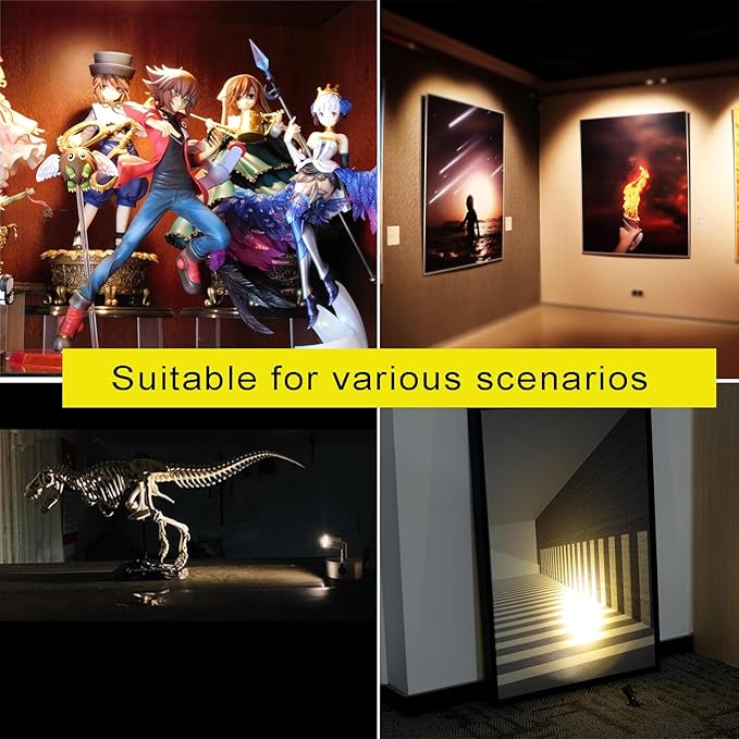 6 PCS Mini LED Spotlight for Display Cabinet, Aluminum USB Showcase Lights with Dimmer, 5V 1W Rotatable Jewelry Display Lighting for Painting Plant Picture (Cool White 6000K, Black)