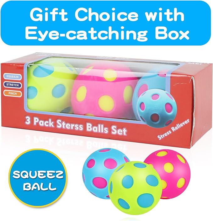 Magic Color Changing Stress Balls 3-Pack - Squishy Fidget Toys for Kids & Adults with 3 Replaceable Covers, Sensory Toys for Anxiety Relief, Autistic, ADHD, Autism Fidget Toys for Hands