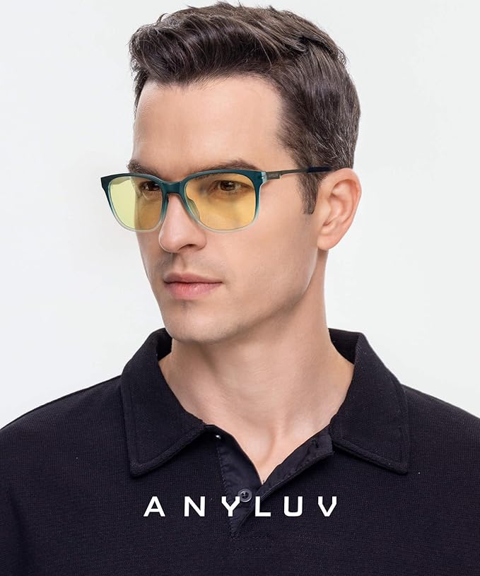 ANYLUV Blue Light Glasses for Men, Computer Gaming Glasses men, Stylish Anti Eyestrain Blue Light Blocking Glasses Men