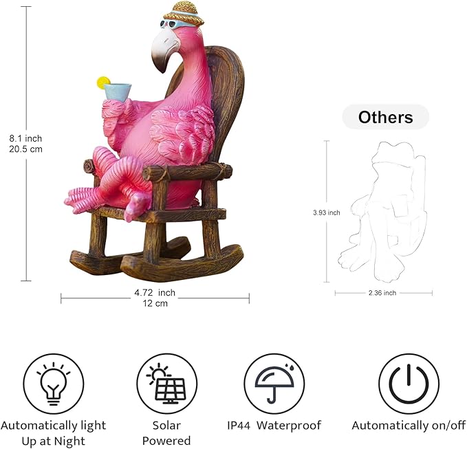 Flamingo Statue for Outdoor Garden Statue - Resin Flamingo Fairy Garden Decor - Suitable for Home Desk Garden Lawn Patio Porch Decor, Unique Gifts for Mom Grandma (8.1 inch)