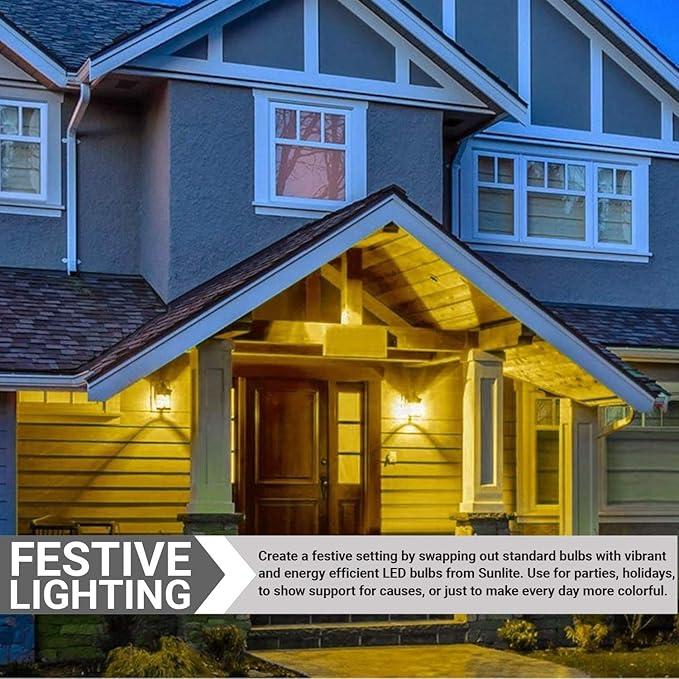 Sunlite 41725 LED A19 Colored Light Bulb, 3 Watts (25w Equivalent), E26 Medium Base, Non-Dimmable, UL Listed, Party Decoration, Holiday Lighting, 3 Count, Yellow