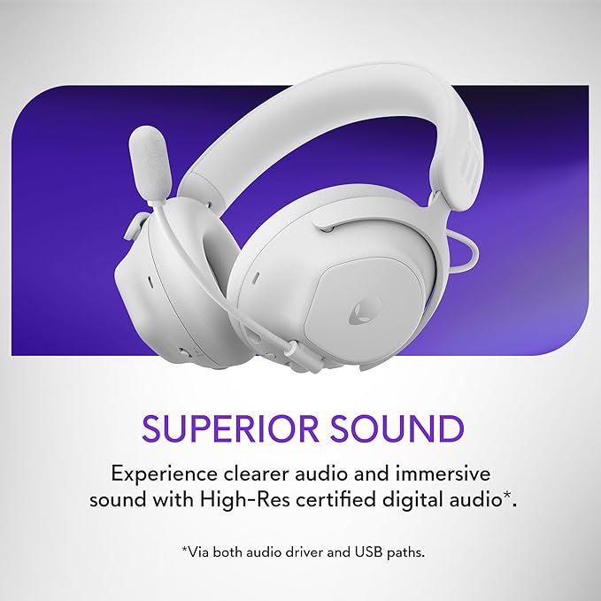 Alienware Pro Wireless Gaming Headset - Wired/Wireless, Bluetooth 5.3, 15 Minute Fast Charging, Audio Output 20 Hz, Battery Talk Time (ANC on) Up to 24 Hrs (Bluetooth), Lunar Light