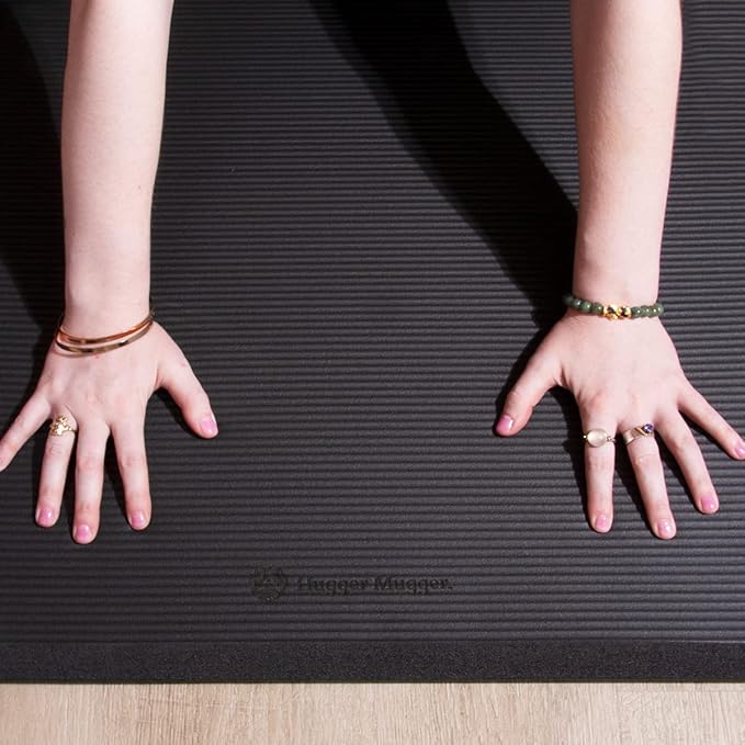 Hugger Mugger Ultimate Cushion Yoga mat - Black - Ultimate thick, grippy, soft yoga mat, extra long and wide, and extra cushion
