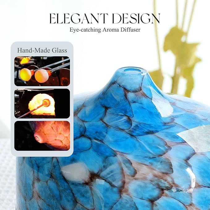 Porseme 500ml Essential Oil Diffuser, Aroma Ultrasonic Humidifier with Remote Control, BPA Free, Auto Shut-Off, Timer Setting for Large Room