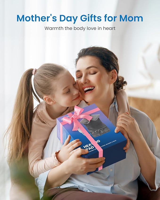 RENPHO King Size Heating Pad for Back Pain Relief, Birthday Christmas Gifts for Men Women, Stocking Stuffers, FSA Eligible, 24"x37" XL Large Heat Pad for Neck and Shoulders, ETL Certified, Dark Blue