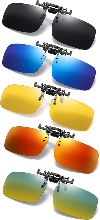 Clip on Flip up Polarized Lens For Prescription Glasses UV Protection Sunglasses (Clear lenses not Polarized)