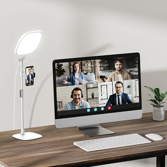Lighting for Video Calls, 30 Light Modes Video Conference Light, Desk Ring Light with Stand for Webcam, Meetings, Live Stream, Home Office. CRI 97.8