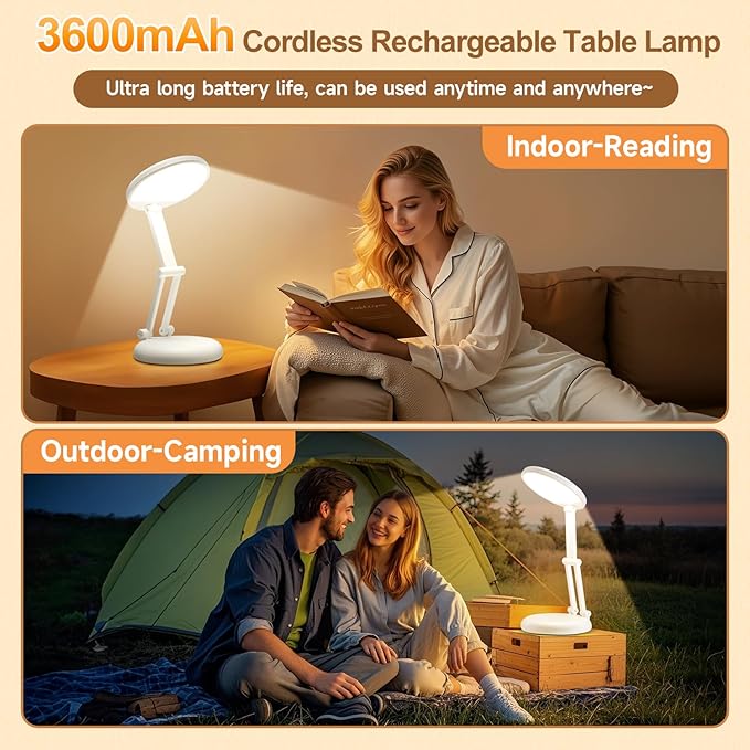 Small Desk Lamp Cute Desk Lamp,3600mAh Small Battery Operated Lamp Rechargeable Lamp,10 Brightness Battery Powered Lamp Rechargeable Lamps Cordless Desk Lamp,Portable Lamp Cute Lamp for Desk Lamp Cute