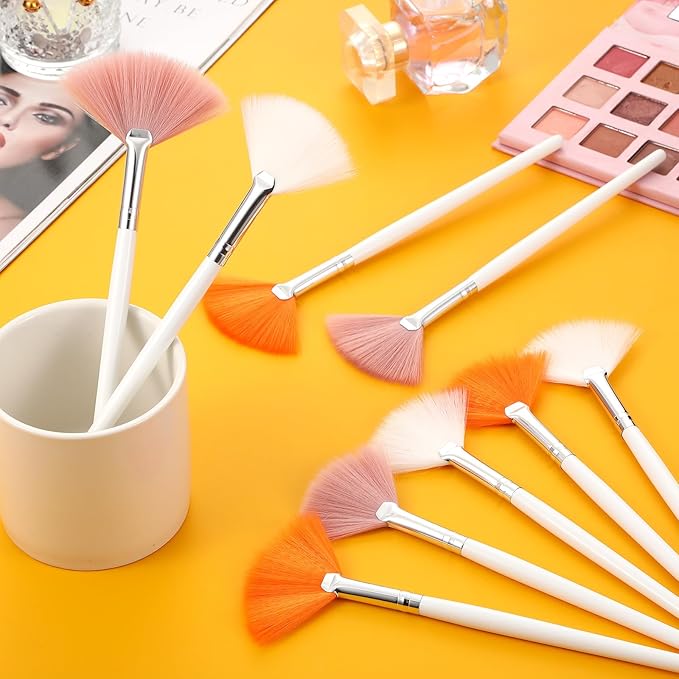 9 Pieces Facial Fan Mask Brushes, Soft Facial Applicator Brushes Tools for Peel Glycolic Makeup for Mud Cream(Pink,Yellow,White)