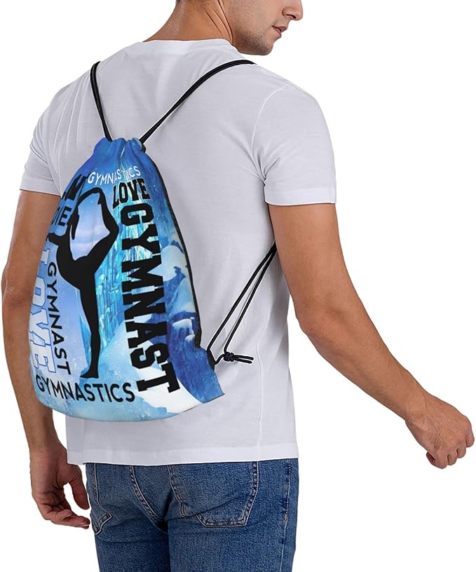 Gymnastics Drawstring Backpack Light Gym String Bag Pink Water Resistant Sackpack Sport Yoga Daypack For Womens Mens