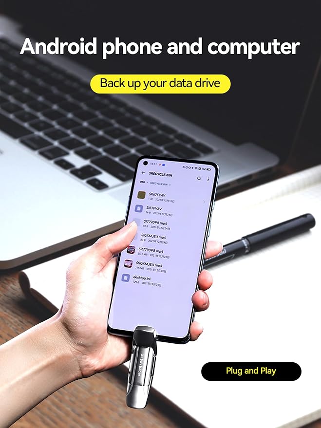 MOVE SPEED 1TB Solid State Flash Drive 570MB/s High Speed Type C + USB 3.2 Drive Dual Port, Thumb Drive Compatible with iPhone 15, 16,17 Series/Android Phone/MacBook/Audio/Smart TV