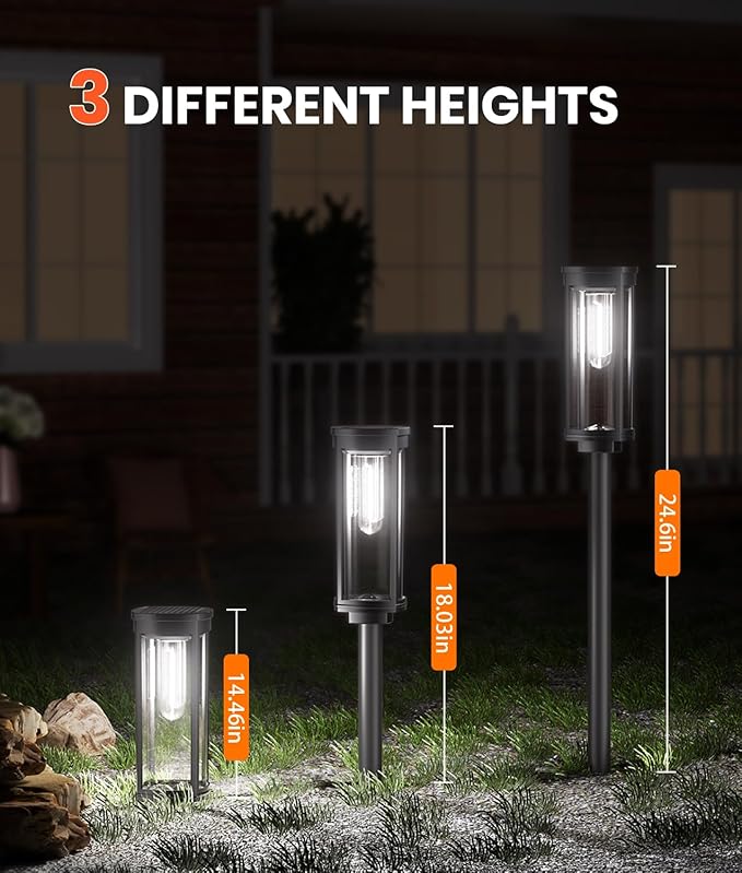 4 Pack Solar Pathway Lights Outdoor, Modern Super Brightness LED Path IP65 Waterproof Garden Lights Solar Powered Landscape Lighting for Outside Yard Garden Driveway Walkway