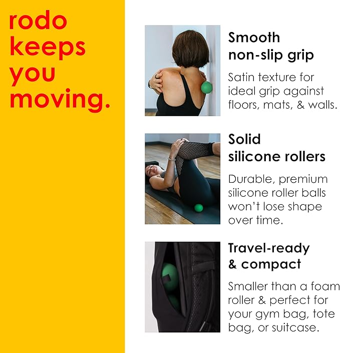Rodo 2-in-1 Medium Peanut & Lacrosse Ball Roller | Deep Tissue Massage Tool for Fascia, Plantar Fasciitis, HIPS & Back | Mobility & Recovery Roller | Compact, Travel-Friendly, Pilates, Therapy Ready