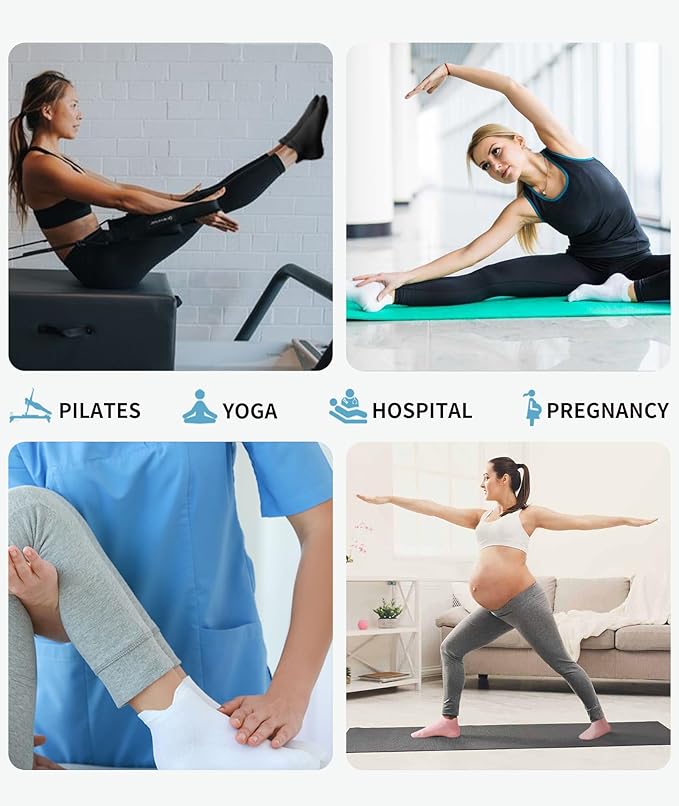 DIBAOLONG Pilates Socks with Grips for Women, Grip Socks Non Slip Yoga Socks for Barre Hospital Grippy Socks 4 Pairs