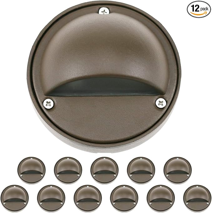 Lumina Lighting® 2W LED Deck Lights (12 Pack) | Low Voltage Landscape Lighting Waterproof - 12V 3000K Outdoor Patio Step Deck Lighting | Replaceable G4 LED Bulb Included (Bronze)