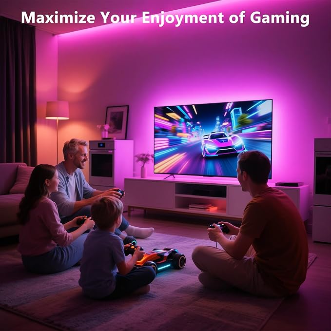 PANGTON VILLA Led Lights for TV LED Backlight,16.4FT RGB Smart LED Strip Lights for 65-75in TV, Bluetooth APP & Remote Control Music Sync & Multi-Scene Modes-USB Powered LED Lights for Bedroom/Gaming