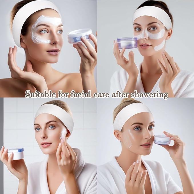 40 Pack Spa Headband for Women Disposable Skincare Headbands for Facials Esthetician Supplies Esthetician Headbands Stretch for Women's Hair (40 Pcs White)