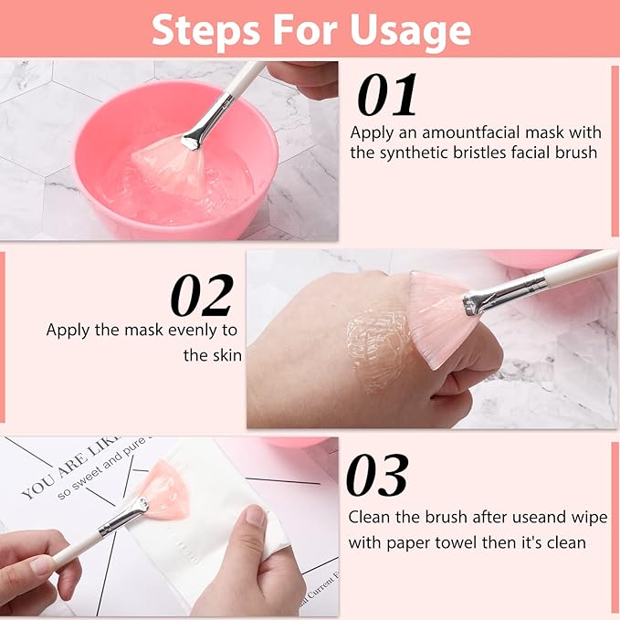 Patelai 14 Pieces Fan Brushes Applicator, Mask Brushes for Facial Makeup Tools for Face Cosmetic(Pink)