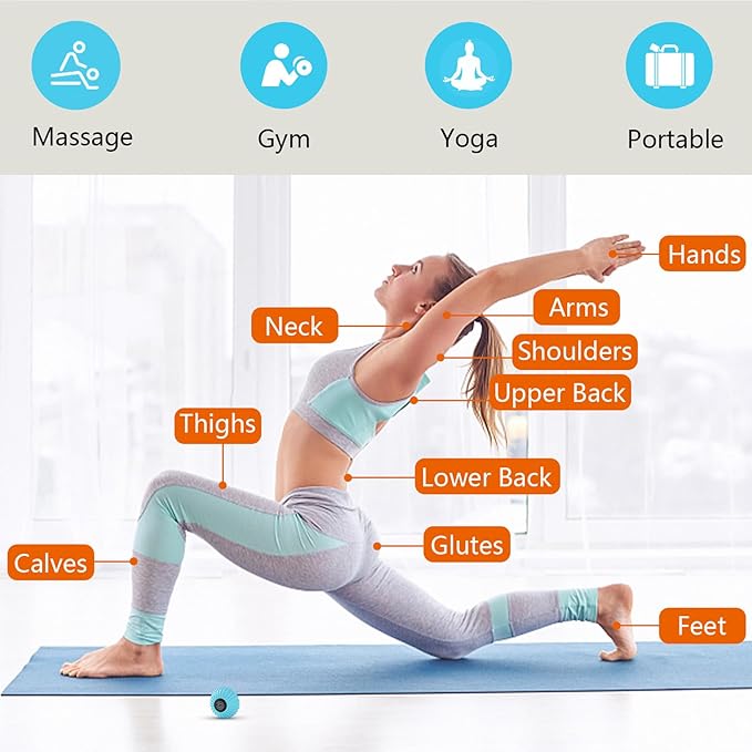 Massage Roller Ball, Deep Tissue Massager for Myofascial Release, Mobility Ball for Exercise and Workout Recovery, Alleviating Neck, Back, Legs, Foot or Muscle Tension - Blue, 8cm / 3.15in