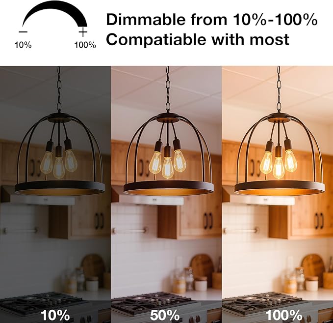 DAYBETTER Vintage LED Edison Bulbs, E26 Led Bulb 60W Equivalent, Dimmable Led Light Bulbs, High Brightness 6W 800 LM Warm White 2700K, ST58 Antique LED Filament Bulbs, Clear Glass, 6 Pack