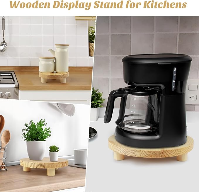 Wood Plant Stand Indoor Outdoor,Plant Stand Risers,Wooden Stool Display Stand for Planter Table,Small Planter Tray for Decor,3PCS,Natural