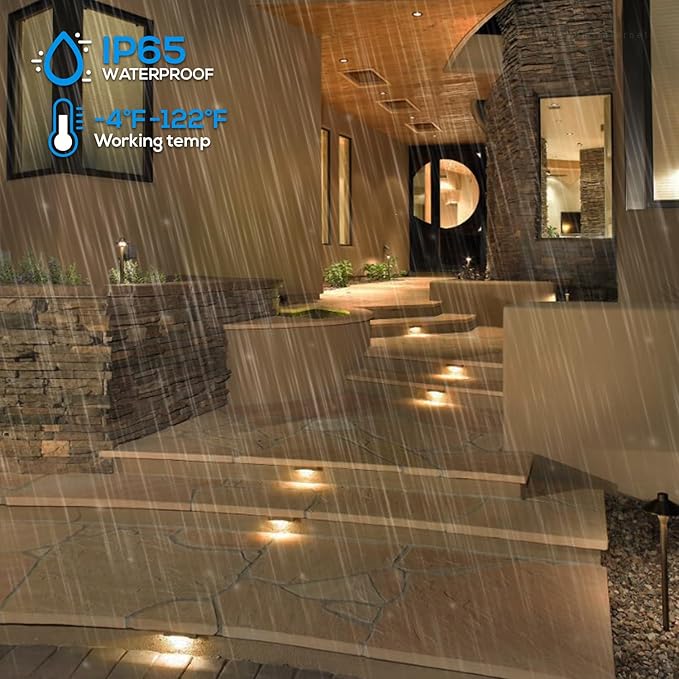 LEONLITE 8-Pack 4 Inch LED Hardscape Lighting, Update Retaining Wall Lights, LED Landscape Lighting, 12 AC/DC Paver Light Low Voltage, 2W Outdoor Step Lights, 2700K Soft White, ETL