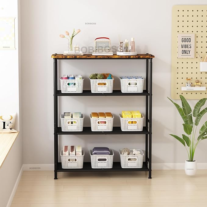 White Plastic Storage Baskets with Lids 10 Pack Stackable Storage Bins Containers for Shelves Organizing, Cute Decorative Storage Boxes for Classroom, Playroom, Closet, Pantry